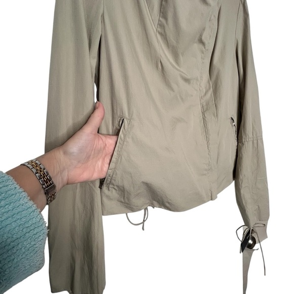 DKNY NWT Tan/Chino Moto style Cotton Blend Fall/Spring Jacket W/Lacing Details 8 - Picture 5 of 14